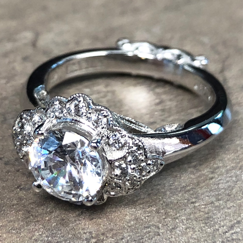 14K White Gold Halo Engagement Ring